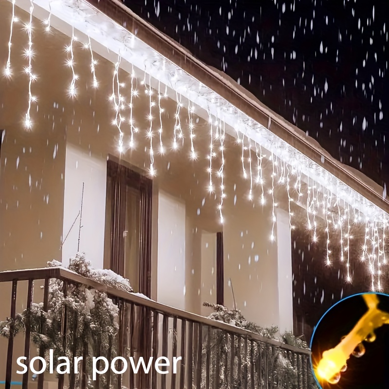 Luces de carámbanos solares pa - Outdoor Power For Xmas Lights reseña y precio