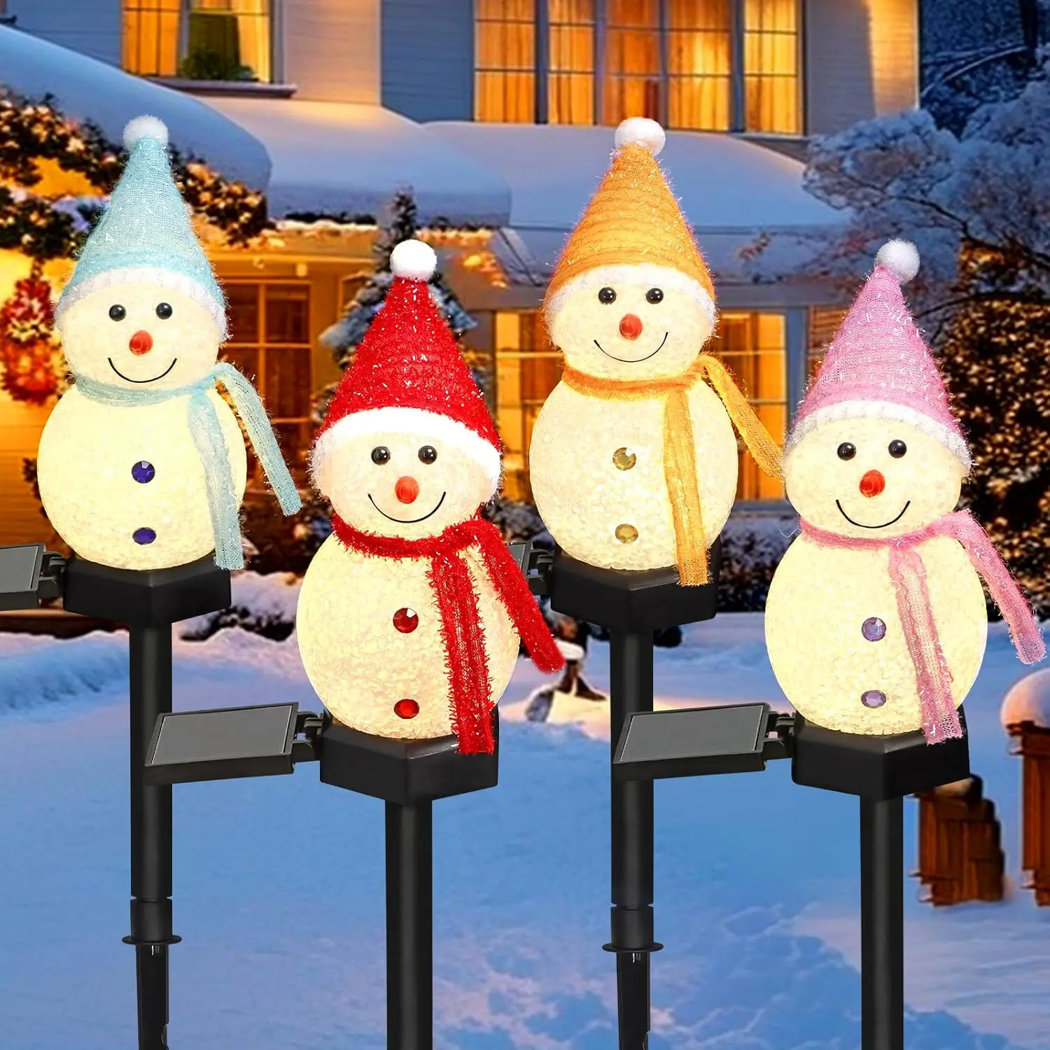 Luz LED Solar de muñeco de nie - Outdoor Power For Xmas Lights reseña y precio