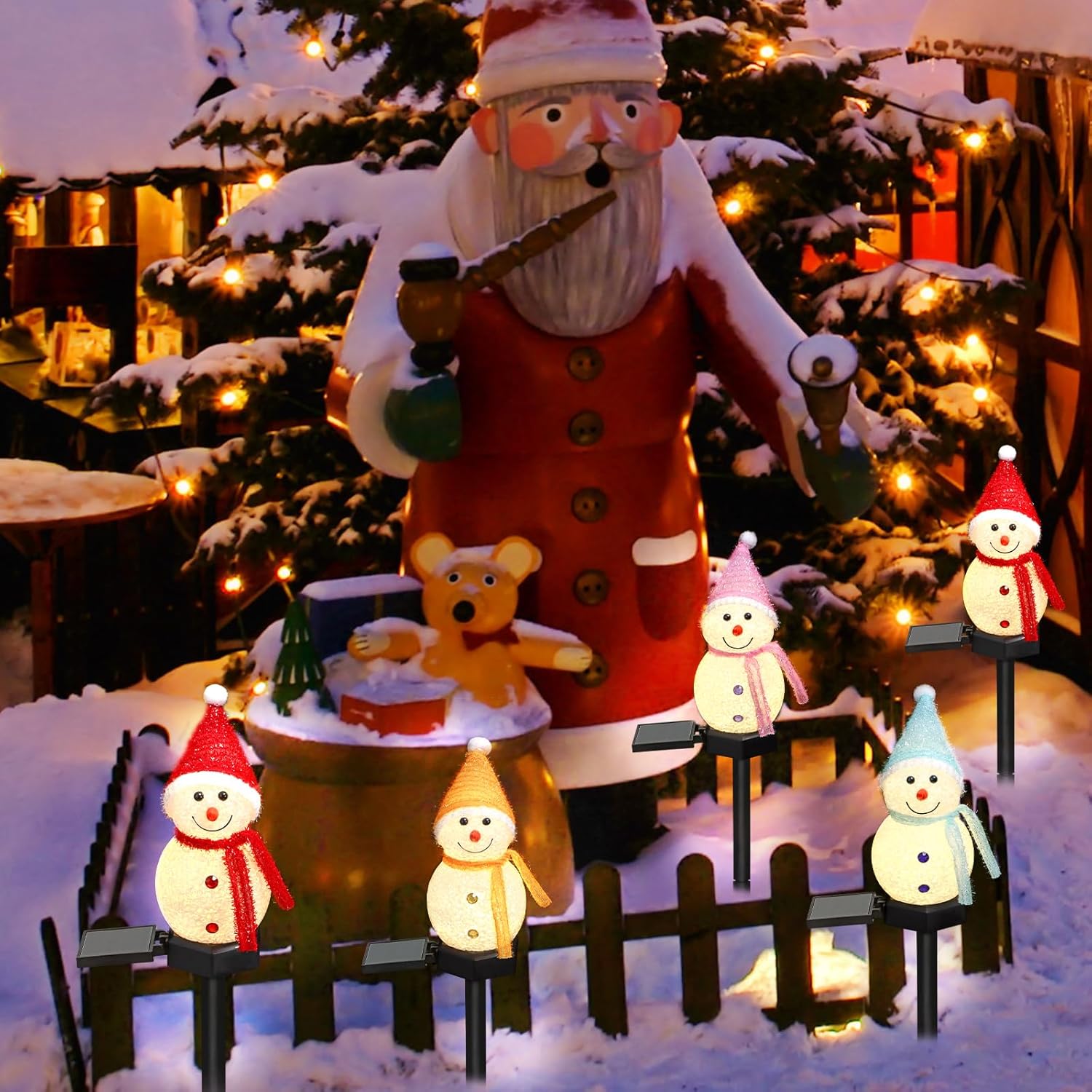Luz LED Solar de muñeco de nie - Outdoor Power For Xmas Lights reseña y precio
