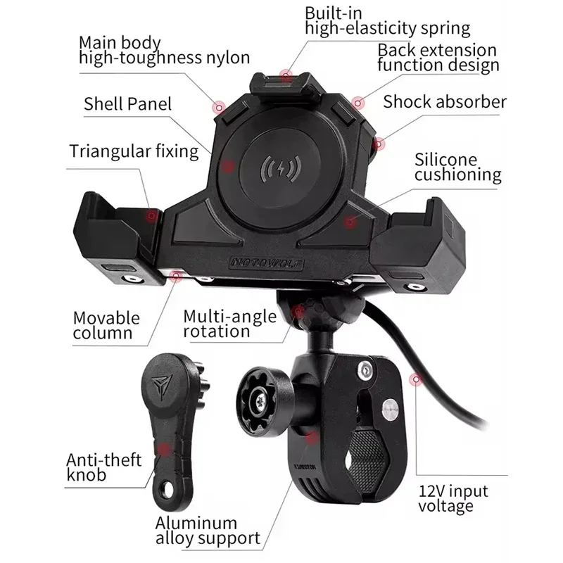 MOTOWOLF-soporte para teléfono - Outdoor Usb Power Supply reseña y precio