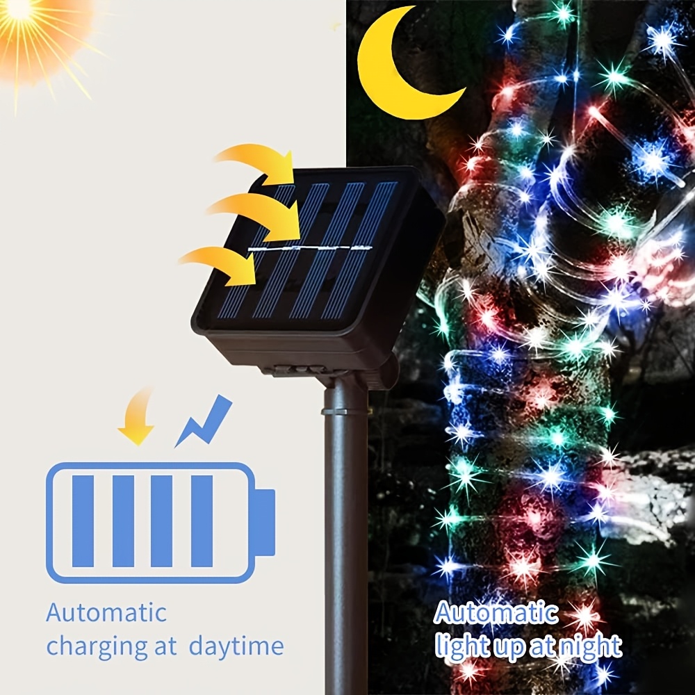 Luz de cuerda Solar, 8 modos,  - Outdoor Power For Xmas Lights reseña y precio