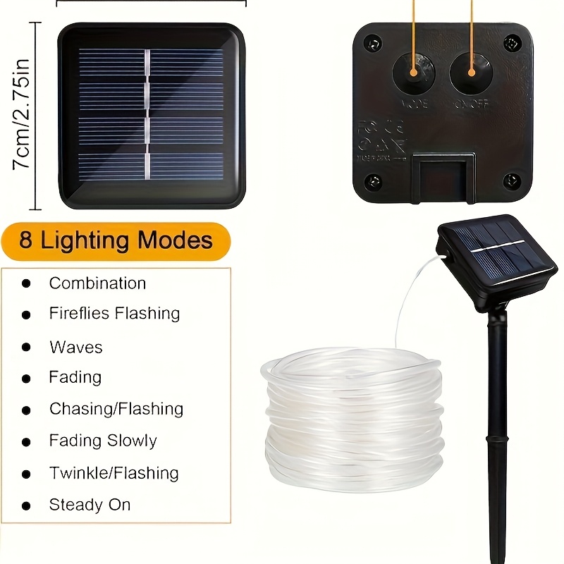Luz de cuerda Solar, 8 modos,  - Outdoor Power For Xmas Lights reseña y precio